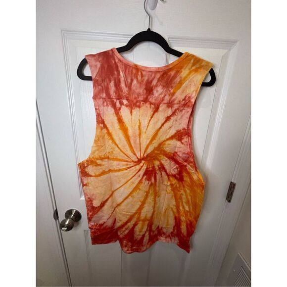 NEW RawGear Men's XL Orange Yellow Tie Dye Tank Top Muscle Shirt Workout - Picture 2 of 5